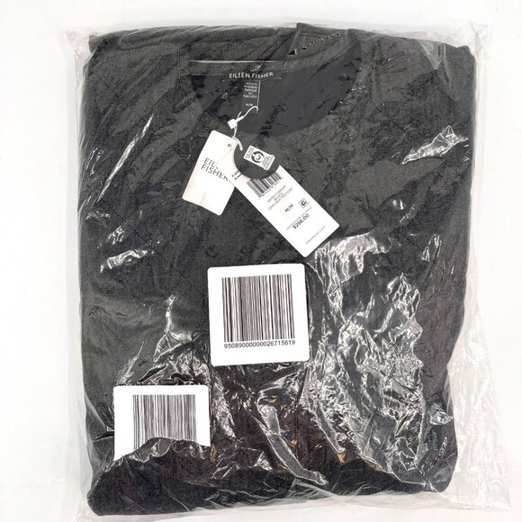 Eileen Fisher Long Quilted Coat Jacket Black Size M  Organic Cotton Women's - Picture 5 of 5